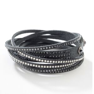 Touchstone Crystal By Swarovski Dark Gray Wrap Bracelet
